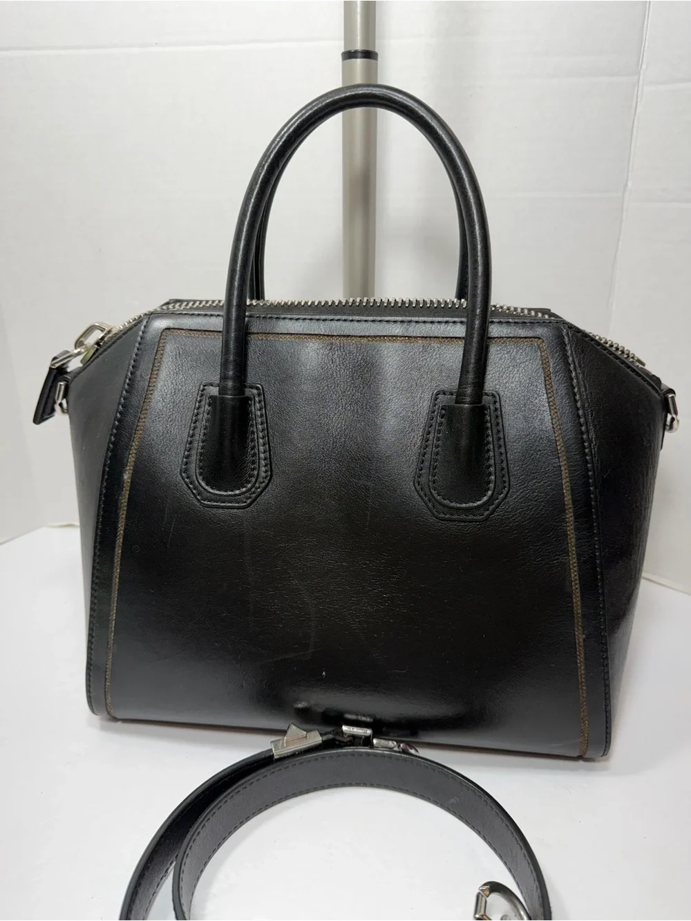 Givenchy Black Antigona Leather Satchel with strap
